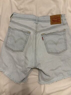 Levi's Pale Blue High-Rise Denim Cutoff Shorts